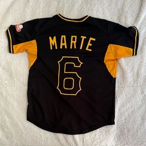 Black and Gold Starling Marte Pittsburgh Pirates Sports Jersey with Number 6
